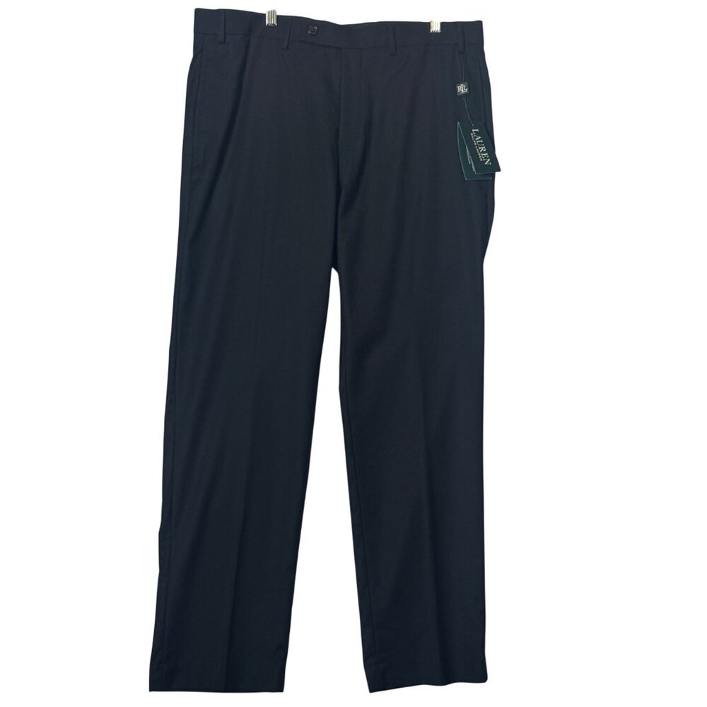 Lauren Ralph Lauren Dress Pants Mens 36x30 Black Flat Front Polyester Blend